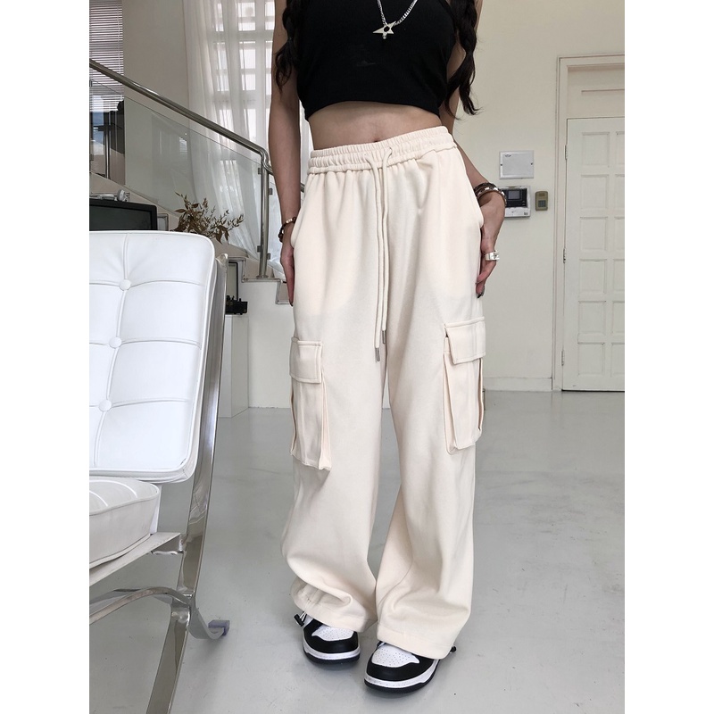 Quần Legging Mỏng Ống Rộng Phong Cách retro Mỹ Thời Trang Mùa Thu