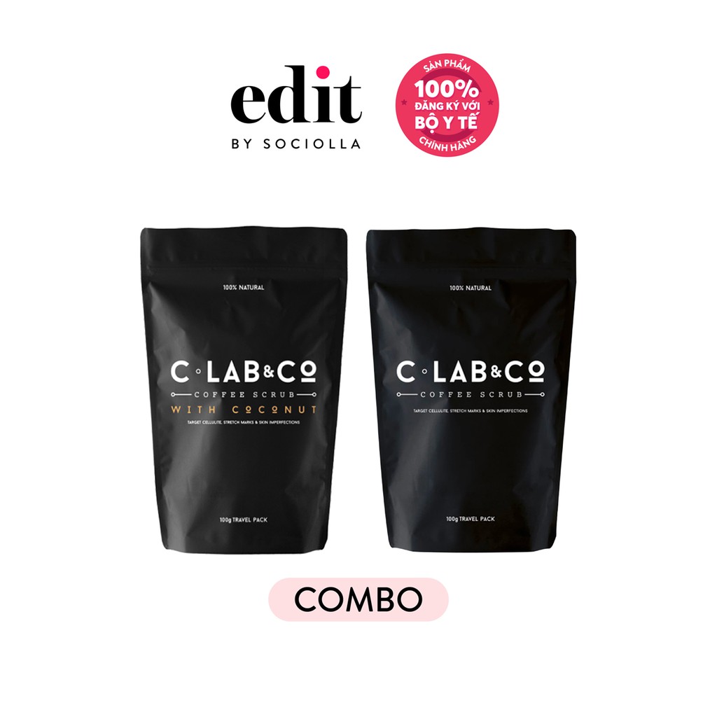 Combo 2 túi Tẩy tế bào chết C-Lab &amp; Co chiết xuất 100% Hạt Cà Phê Arabica (100g x 2)