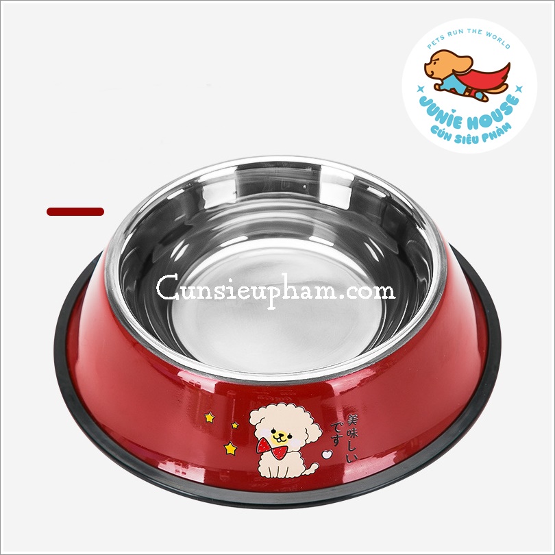 Khay ăn inox dễ thương cho chó mèo