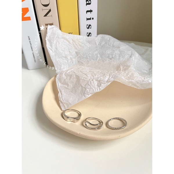 [𝑻𝒉𝒆 𝒔𝒌𝒚] Set nhẫn 3 chiếc basic màu bạc