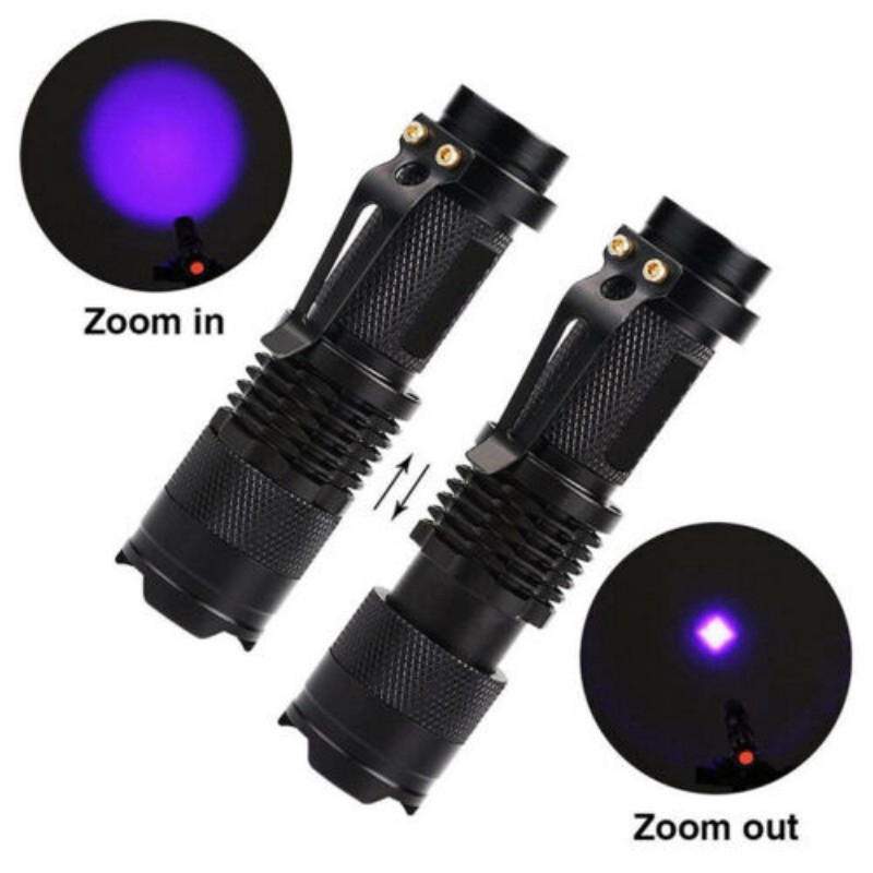 Đèn Pin LED UV Mini Màu Đen Có Chức Năng Phóng To Chống Tia Cực Tím / Tia UV Cho Thú Cưng