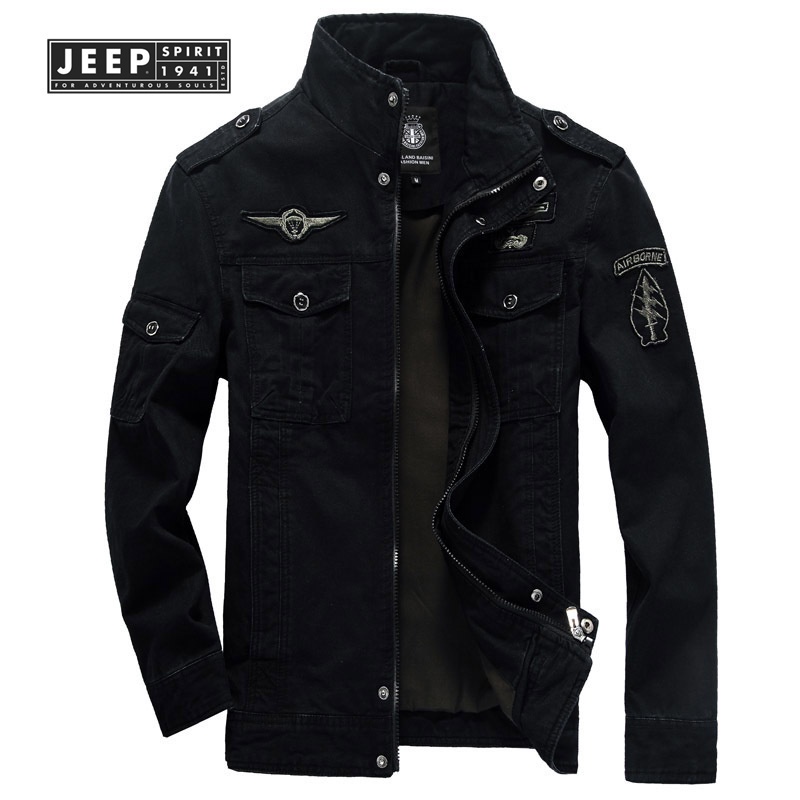 JEEP SPIRIT 1941 ESTD Áo khoác đồng phục mùa thu nam mỏng bông thanh niên thừa cân Xuân Thu ngoài trời Casual Coat Man Workwear