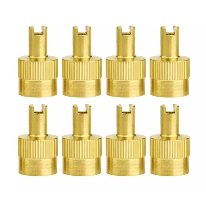 2 Cái Đầu Bịt Van bằng Đồng có rãnh dùng cho van ô tô, van xe máy, nắp van lốp, nắp chống bụi, xì hơi, nút bịt chân van