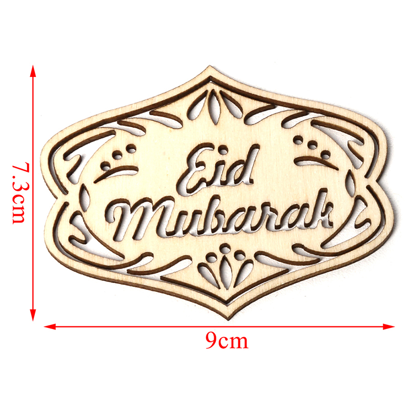 Set 10 Mặt Gỗ Khắc Chữ Eid Mubarak Trang Trí