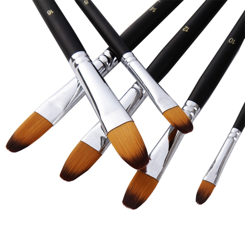 Set 9 Cọ Vẽ Tranh Sơn Dầu Bằng Sợi Nylon Nhiều Kích Thước Khác Nhau Cho Học Sinh