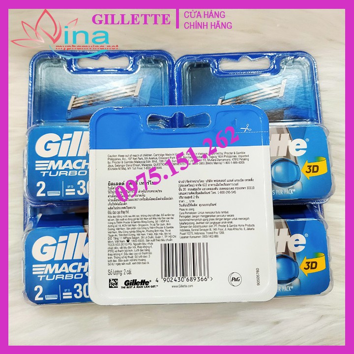 Hộp 2 lưỡi dao Gillette Mach 3 Turbo