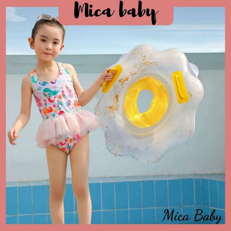 Phao bơi hình bông hoa có ghế lót tay cầm an toàn cho bé Mica baby PB06