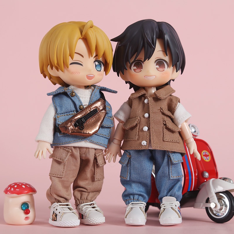 Quần yếm cho búp bê BJD ob11 1/12