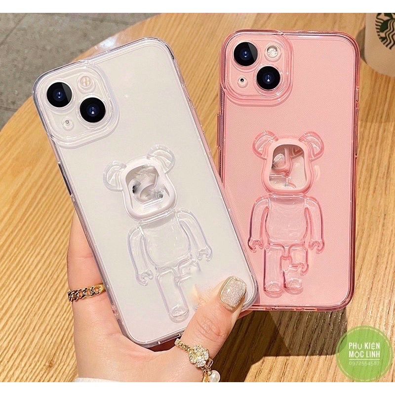 Ốp Gấu Ber brick hở táo iphone 7plus 8plus X Xs Xsmax 11 promax 12 12promax 13 pro max trong suốt bảo vệ camera silicon