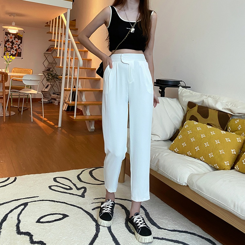 SUXI Quần Lửng Lưng Cao Phong Cách Hàn Quốc Dành Cho Nữ