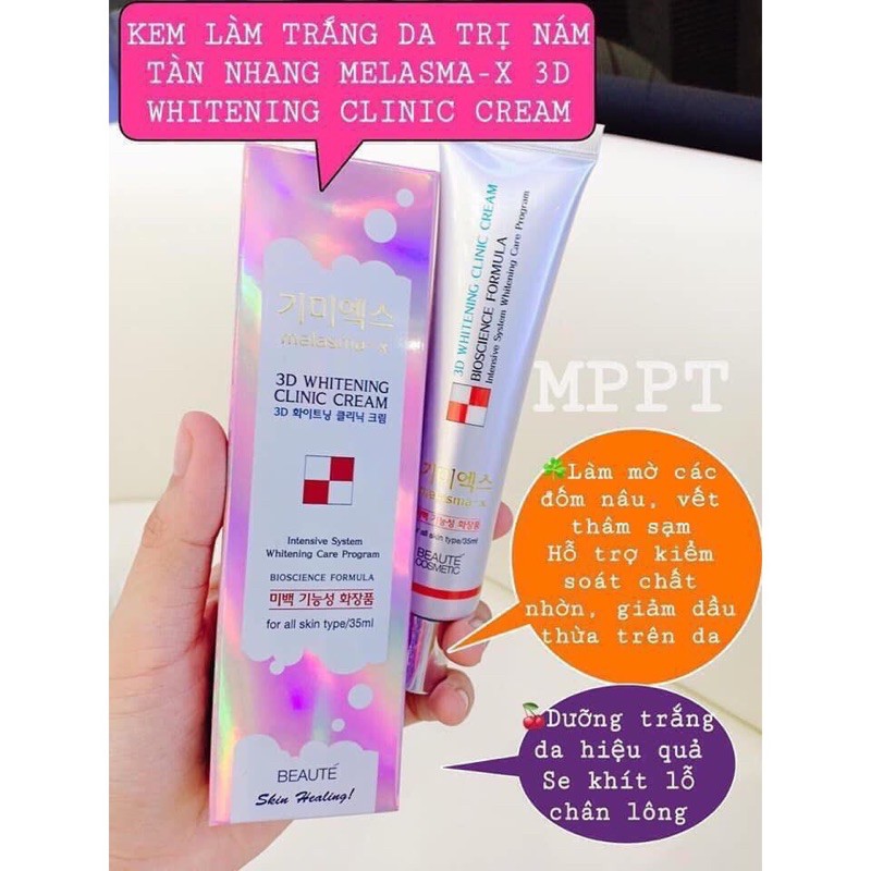 [Mã 66FMCGSALE hoàn 8% xu đơn 500K] Kem Trắng Da Trị Nám Tàn Nhang Melasma-x 3D WHITENING CLINIC CREAM