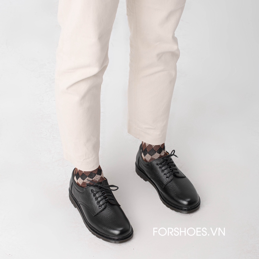 Giày tây FOR modern derby cao cấp da bò nguyên tấm nhập khẩu, có phom gọn, mũi tròn trẻ trung DF24