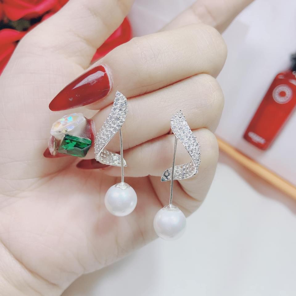 Bông tai bạc nữ dạng xoắn hàng hot LINH MIU SILVER