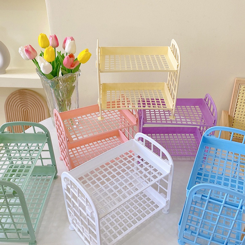 Giá Nhựa PVC Hai Tầng Để Bàn Đựng Đồ Tiện Dụng