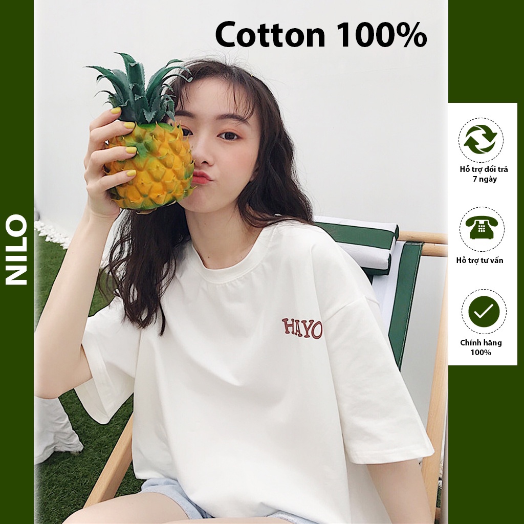 Áo thun tay lỡ nam nữ, áo phông unisex form rộng mát mịn thấm hút mồ hôi cotton  in hình Hayo bán chạy nhất 2022 NILO