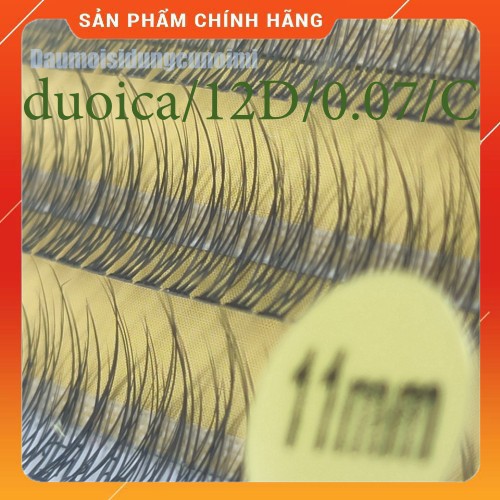 Lông mi giả chùm đuôi cá Nesura Hàn Quốc, mi giả tự nối dạng chùm Duoica/12D/0.07/C, độ dày 0.07, độ dài 9-12mm