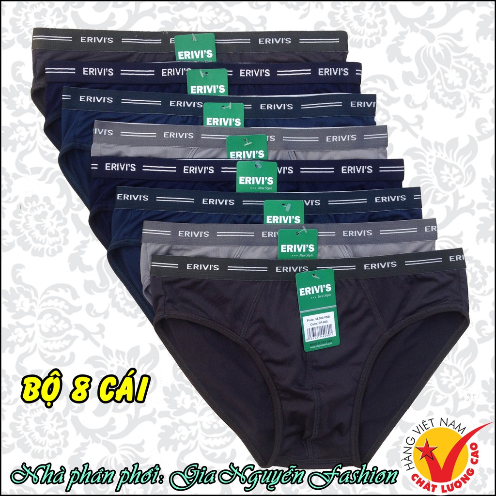 Bộ 8 Quần lót nam THUN LẠNH LƯNG NHỎ ERIVIS - Hàng Việt Nam cao cấp