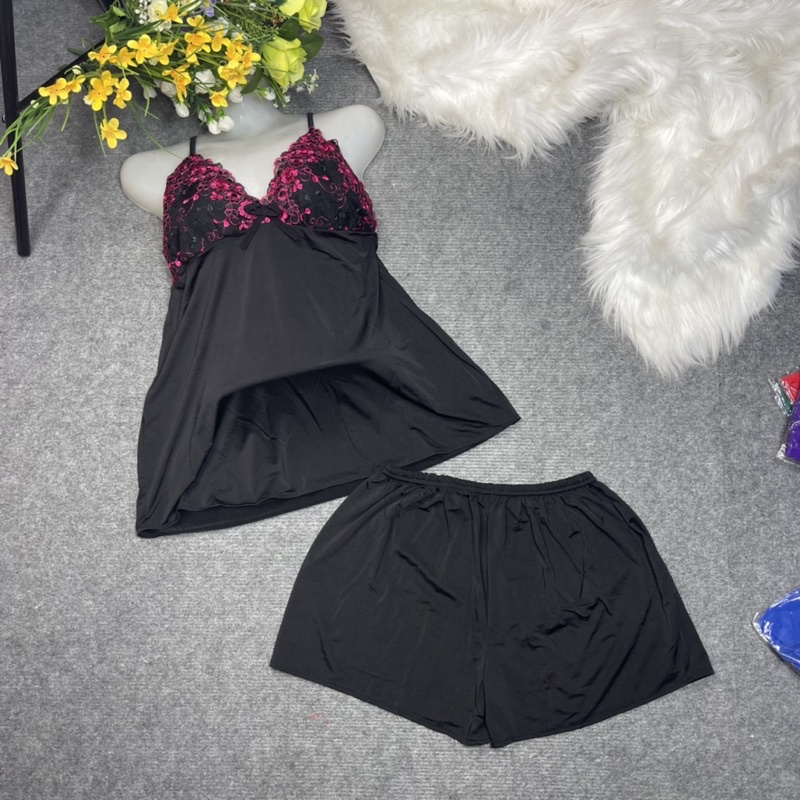 Bộ đùi thun lạnh ren ngực, phom dưới 60kg