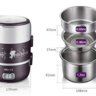 Hộp cơm cắm điện inox 3 tầng