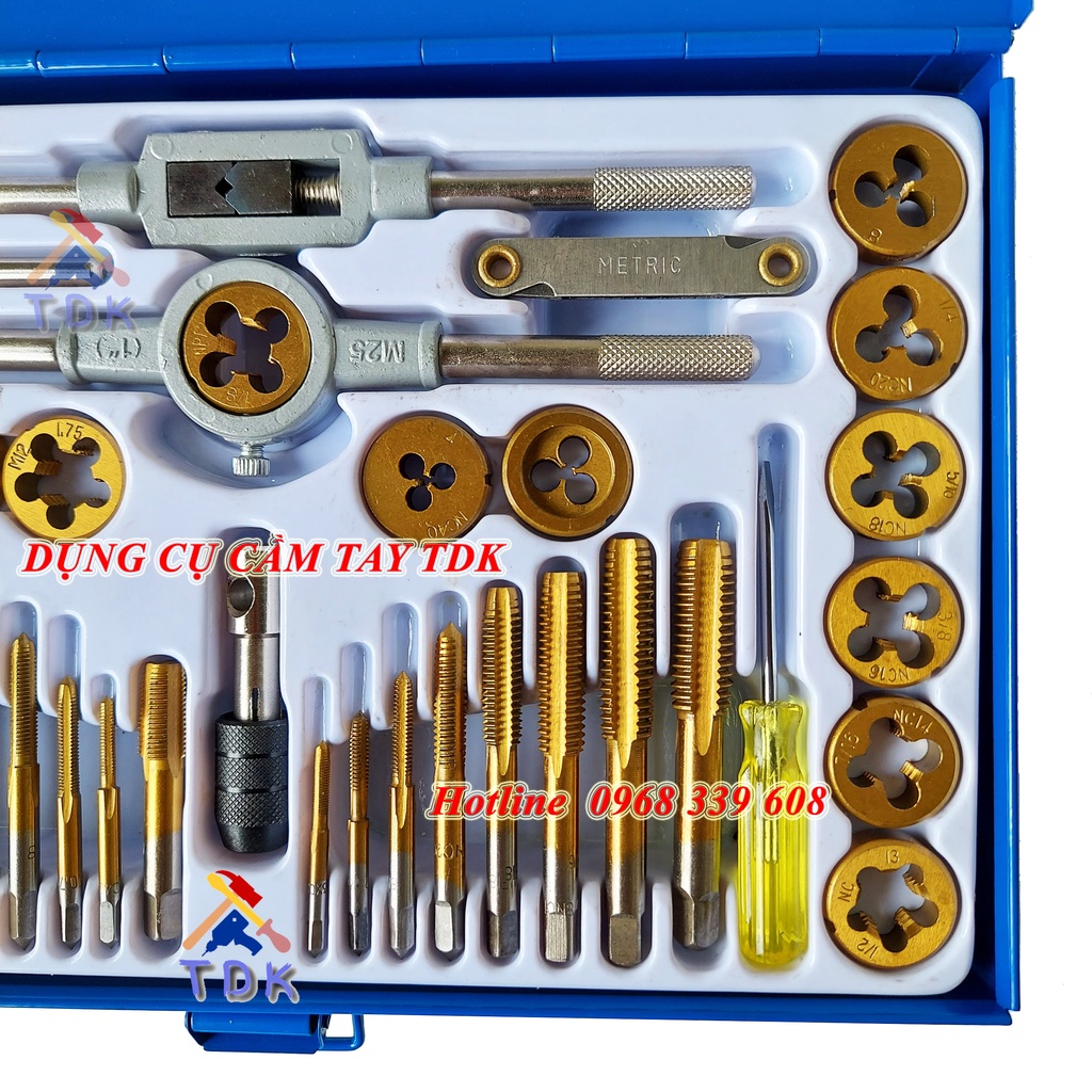 Bộ taro tạo ren 40 chi tiết C-Mart A1012, taro ren ngoài và ren trong