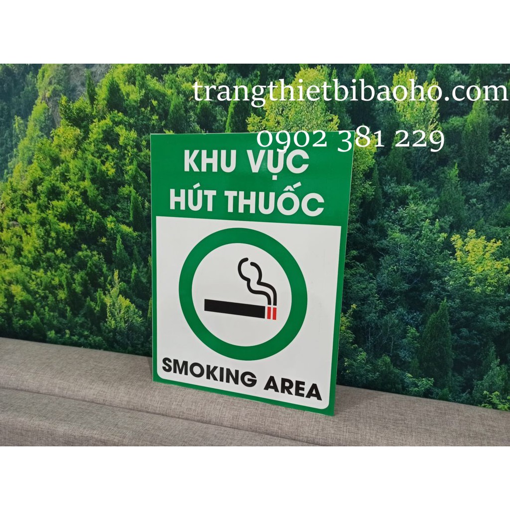 Biển báo khu vực được hút thuốc chất liệu Alu dán decal KT 30 x 40cm