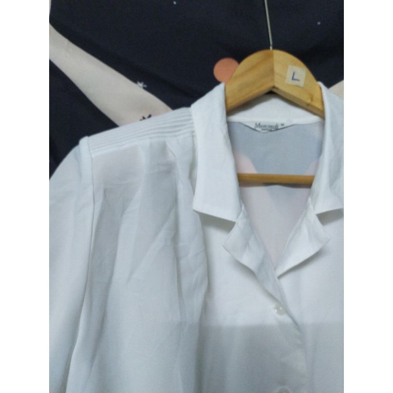 Áo trắng vintage lụa size L XL