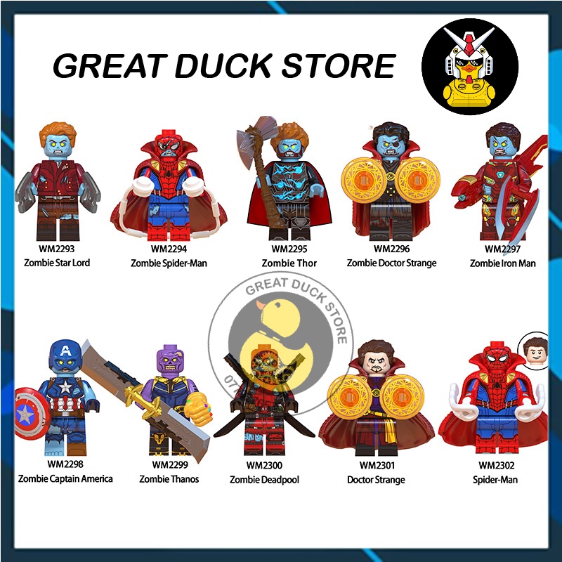 WM6132  Mô Hình Siêu Anh Hùng Đồ Chơi Super Hero Zombie Star-Lord Spider Man Thor Doctor Strange Iron Man