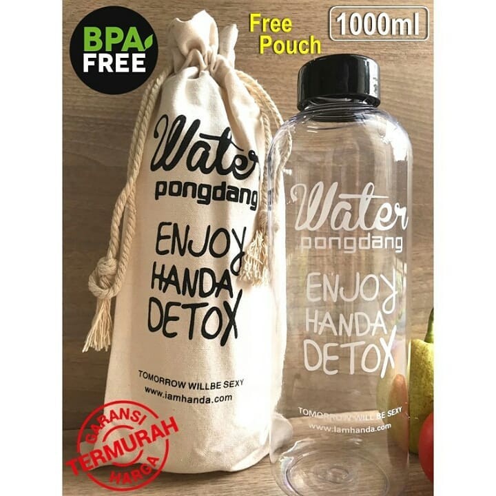 Bình Nhựa PONGDANG Detox 1000ml (tặng kèm túi vải)