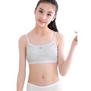 ÁO LÓT (ÁO LÁ) BÉ GÁI CAYABE THUN COTTON HAI DÂY MÚT MỎNG MÀU XÁM (SET 2 CÁI)