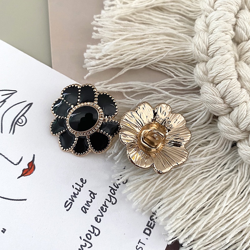 10 cái / lốc Nút trang trí siêu đẹp cho quần áo Nút hoa trắng đen cho áo 20mm Nút áo kim loại hình tròn vuông