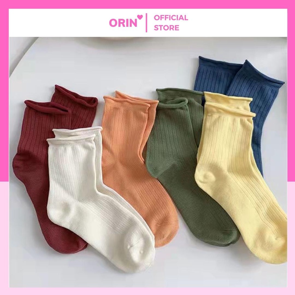 Set tất trơn cotton cổ cao nhiều màu - vớ unisex nam nữ thời trang - ML0023 Orin