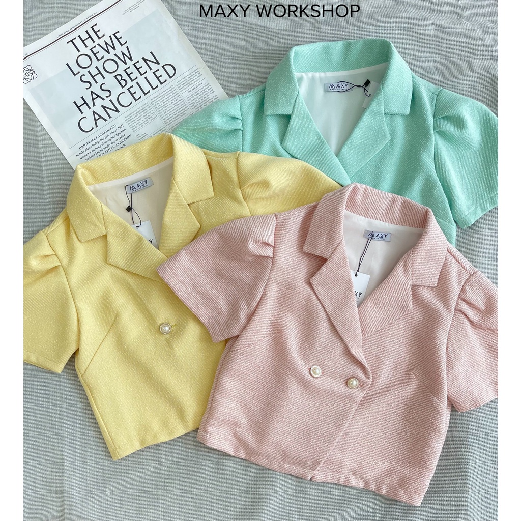 Áo vest ngắn tay phồng tweed vest top Maxy Workshop | BigBuy360 - bigbuy360.vn