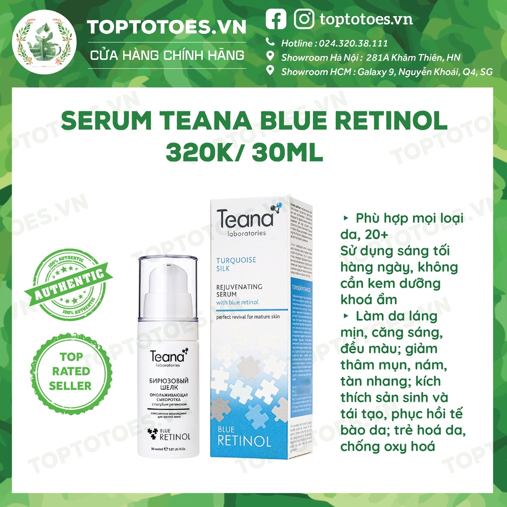 Serum Teana Blue Retinol 30ml cho da căng sáng, láng mướt, trẻ hoá da