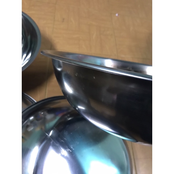 Thau inox xịn dày đường kính 38cm tới 52cm dùng làm thau đựng bột làm bánh