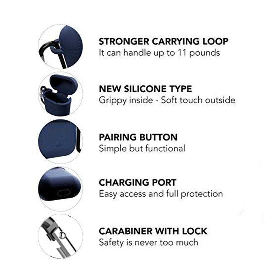 Vỏ bảo vệ hộp sạc tai nghe không dây Apple Airpods 2 Airpods 1 / 2 kèm móc treo