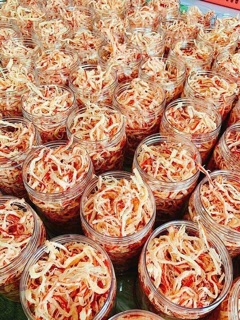 Mực xé sợi hấp nước dừa hũ 250gram