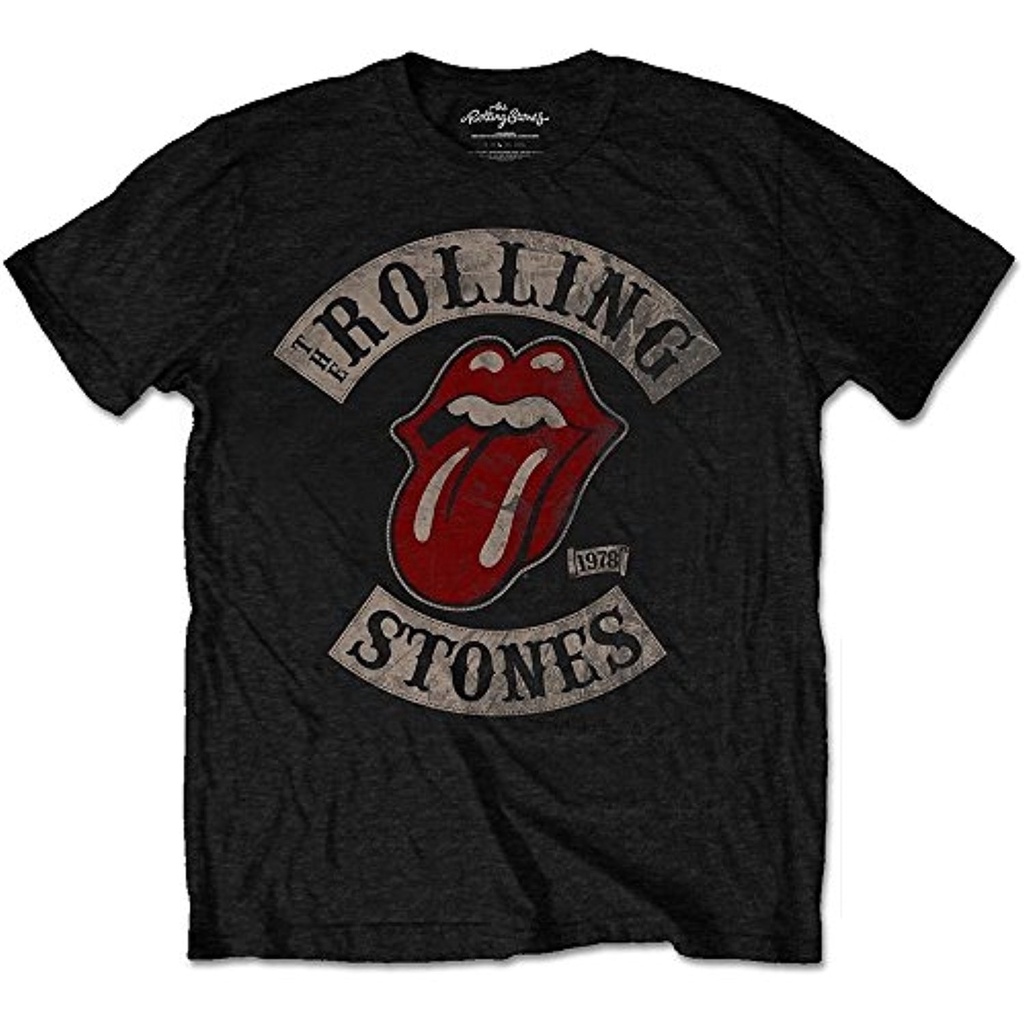 Áo Thun Tay Ngắn Màu Đen In Chữ Rolling Stones 1978 Tour Cá Tính Cho Nam