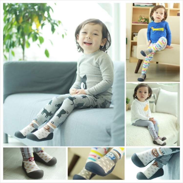 Giày tập đi Attipas Zoo - Xanh/Đen/Nâu nhập Hàn Quốc - cho bé trai /bé gái từ 3 - 24 tháng: đế mềm & chống trơn