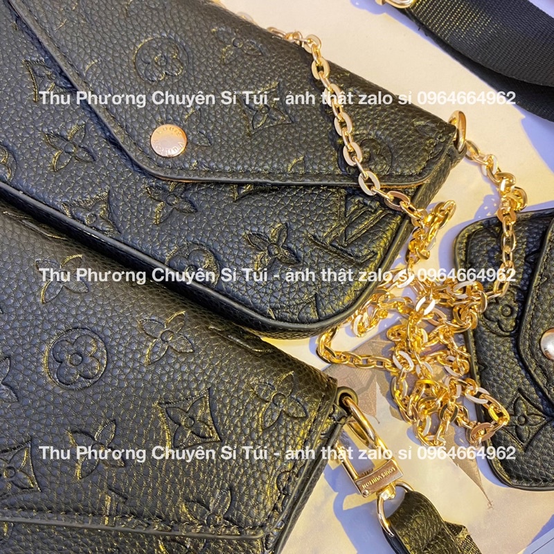 Sét túi 3 món eo vì đeo chéo kẹo nách hoạ tiết dập logo chìm túi tháo được làm nhiều kiểu dáng (hàng quảng châu cao cấp)