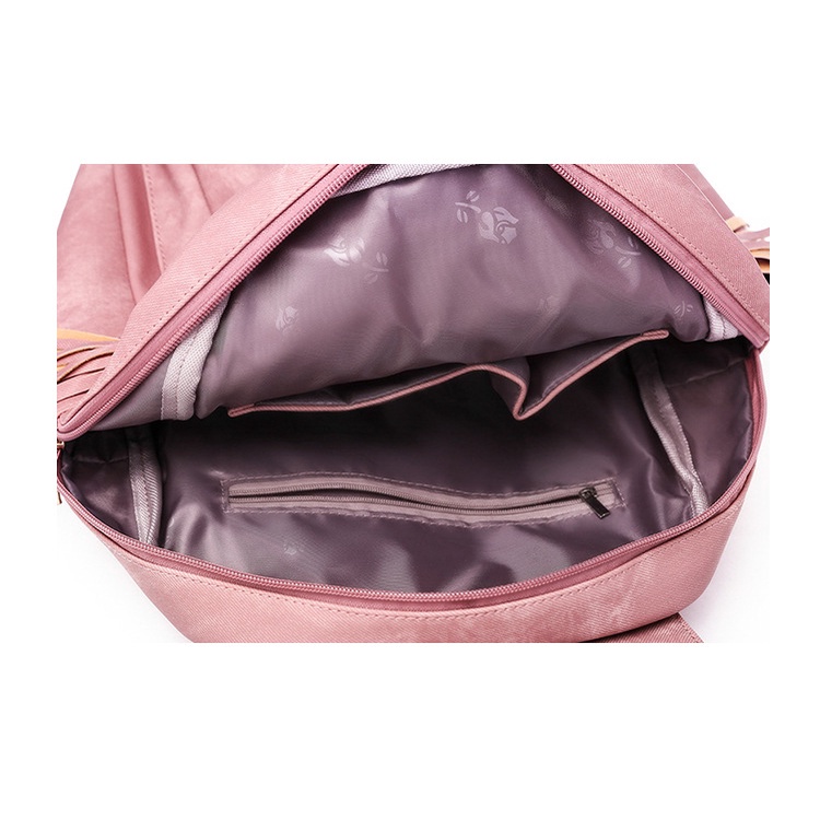 Ba lô da CHUWANGLIN phối tua rua thời trang cao cấp cho nữ