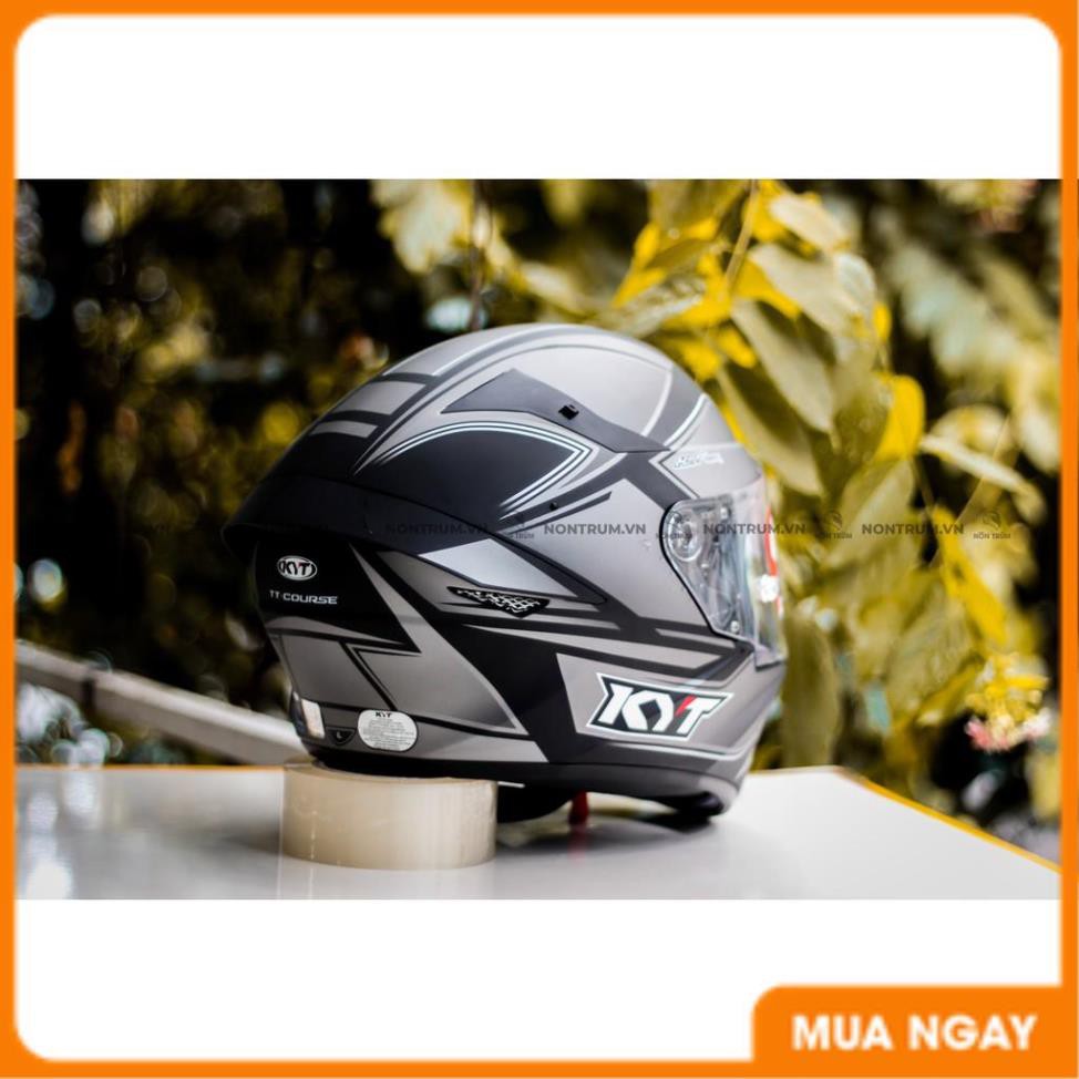 Nón bảo hiểm fullface KYT TT Course tem Tourist xám đen nhám