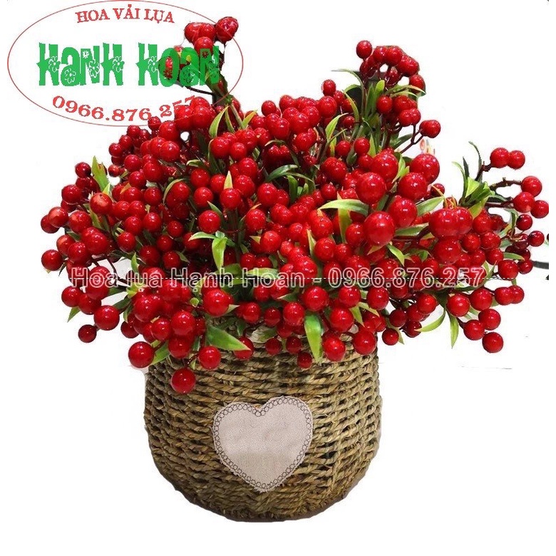 Chùm cherry 7 nhánh - cây hoa giả