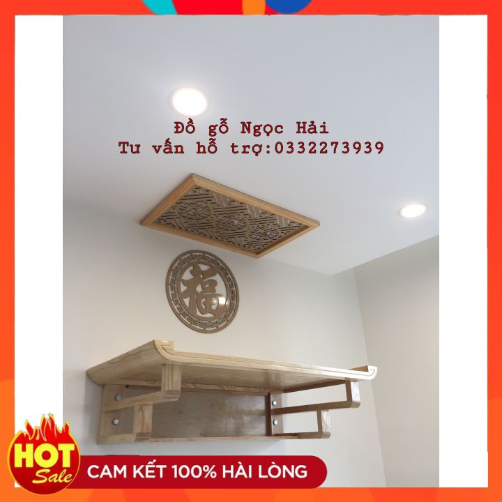 Bàn thờ chung cư treo tường mẫu cuốn thư 89x48 kèm chắn khói và chữ phúc FREE SHIP