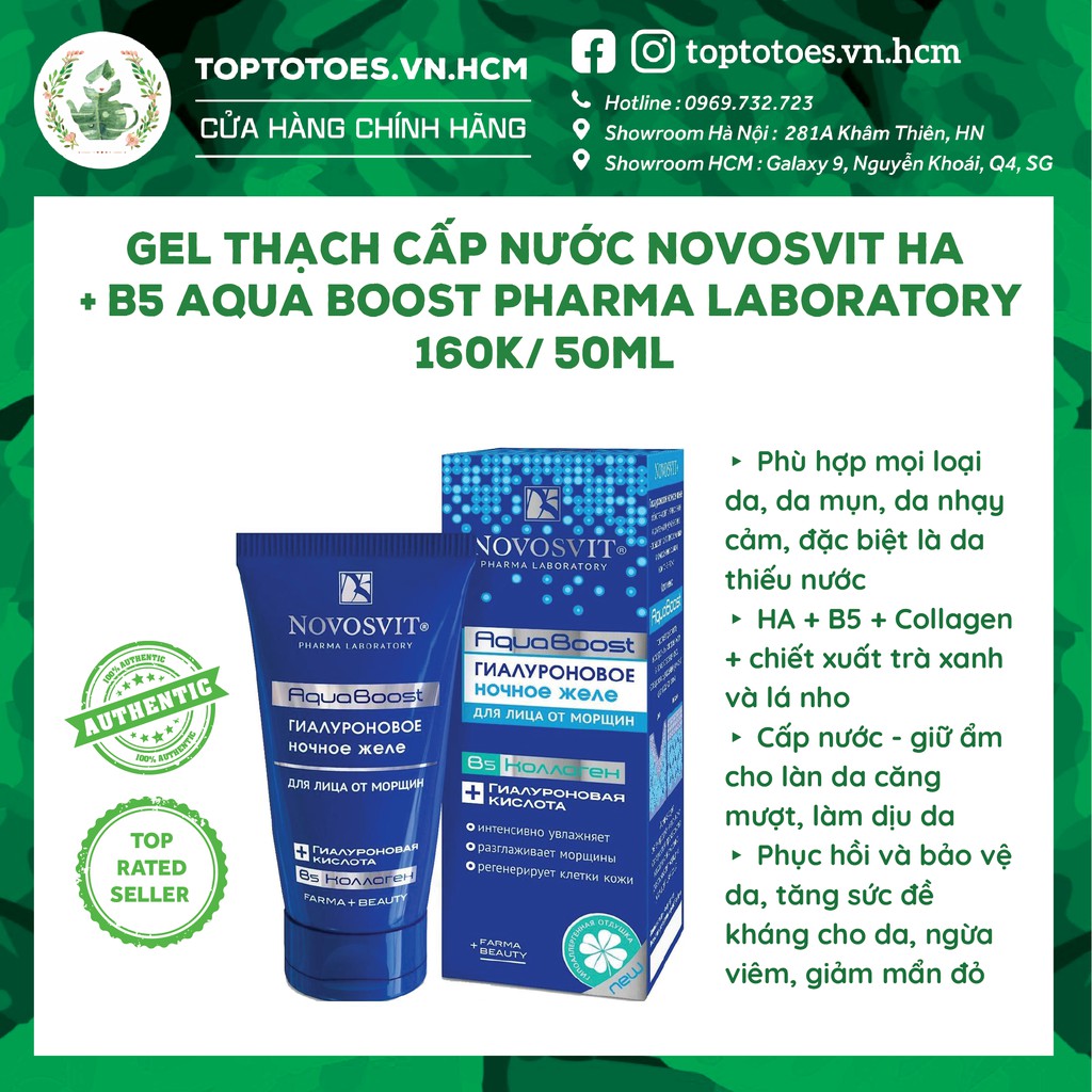 Gel thạch cấp nước Novosvit HA + B5 Aqua Boost - Pharma Laboratory