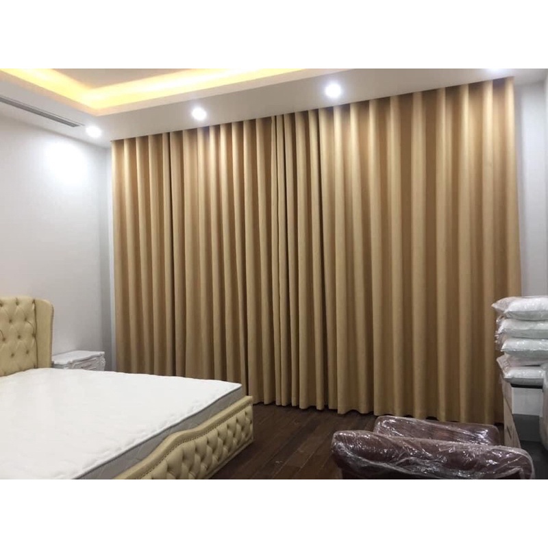 RÈM CHUNG CƯ MÀU VÀNG NHẠT -RÈM CỬA PHÒNG KHÁCH PHÒNG NGỦ 3mx2m6 CHỐNG NẮNG 95% VẢI GẤM DỆT