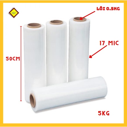 Màng bọc hàng PE Nặng 3Kg- 5Kg Khổ 50cm Lỏi 500g PE Stretch Film Cuộn Nylon bọc hàng