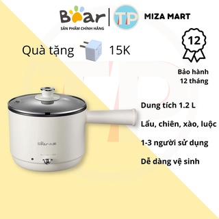 Nồi điện đa năng Bear DRG-C12F7, dung tích 1.2L, chống dính, sử dụng để nấu lẩu, chiên xào, luộc, nấu cháo