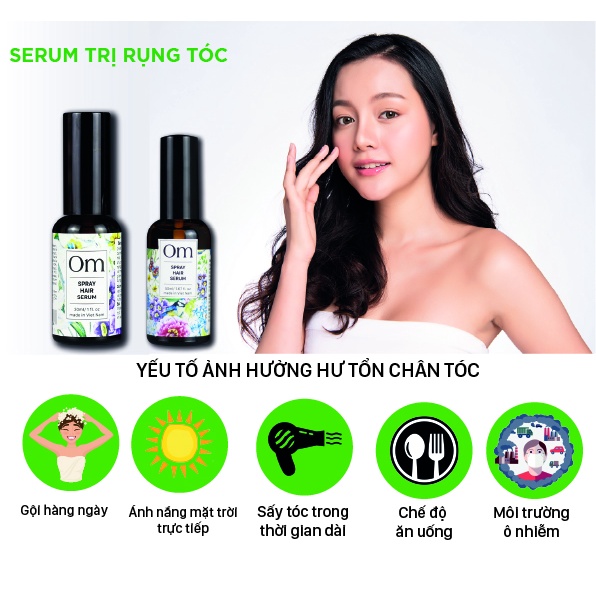 Tinh chất ngừa rụng và kích thích mọc tóc Chiết xuất Cúc Vạn Diệp Hair Serum 30ml 50ml - Om Fountain