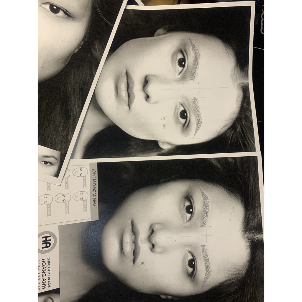 Giấy tập vẽ dáng lông mày phong thủy giáo trình chỉ bán file| 10 mặt | Dụng cụ phun xăm