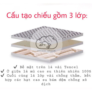 CHIẾU ĐIỀU HÒA CAO SU NON 3 LỚP ĐỆM VẢI TENCEL KÈM 2 VỎ GỐI CHẤT LƯỢNG CAO [SIÊU THỊ GIẤY TRÚC]